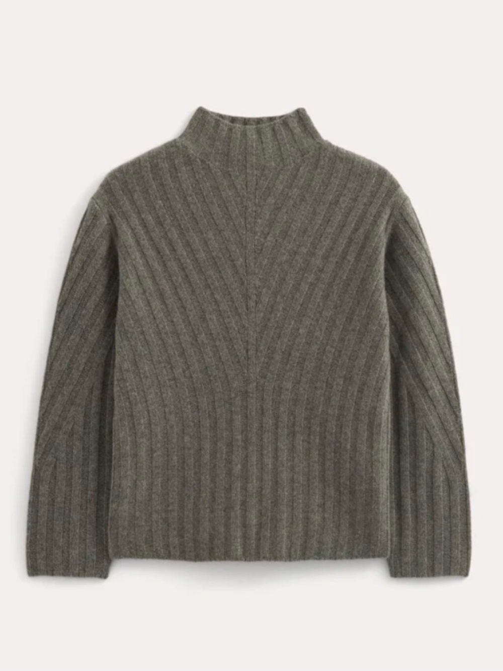 Everlane Funnel-Neck Wool Cashmere Sweater in Charcoal Heather